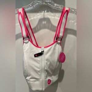 SHEFIT White and Pink Sports Bra